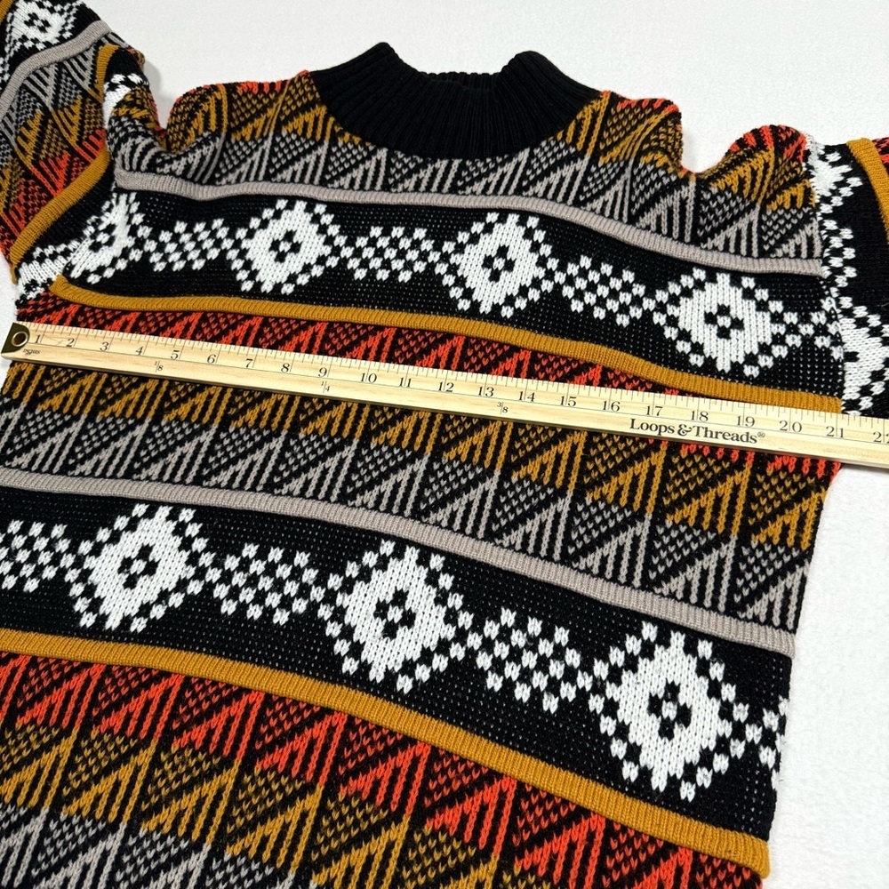 Vintage Sweater Women Large Black Orange‎ Knit 90s Halloween Croquet Club - Picture 5 of 7